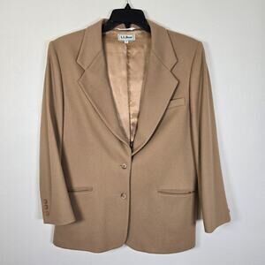 Vintage L.L. Bean Wool Cashmere Blazer Women's 12 Camel Classic Academia Preppy